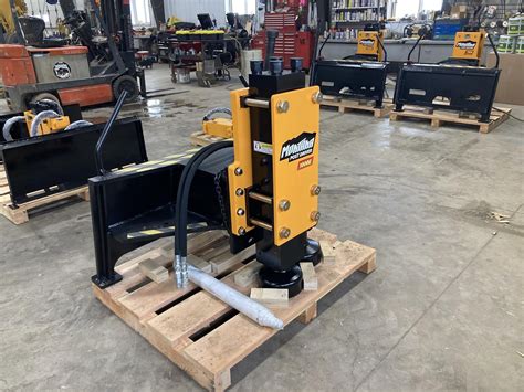 pile driver attachment for skid steer|post driver for skid loader.